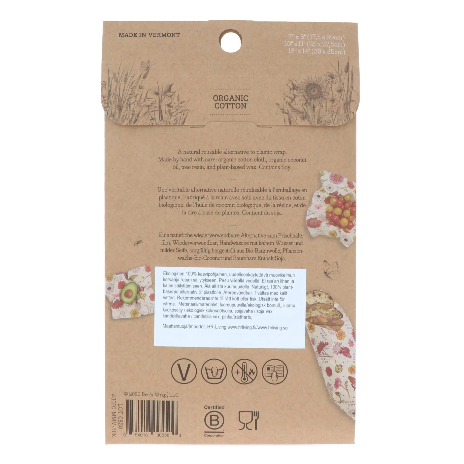 Bee's Wrap 3-pak. Vegan Meadow Magic
