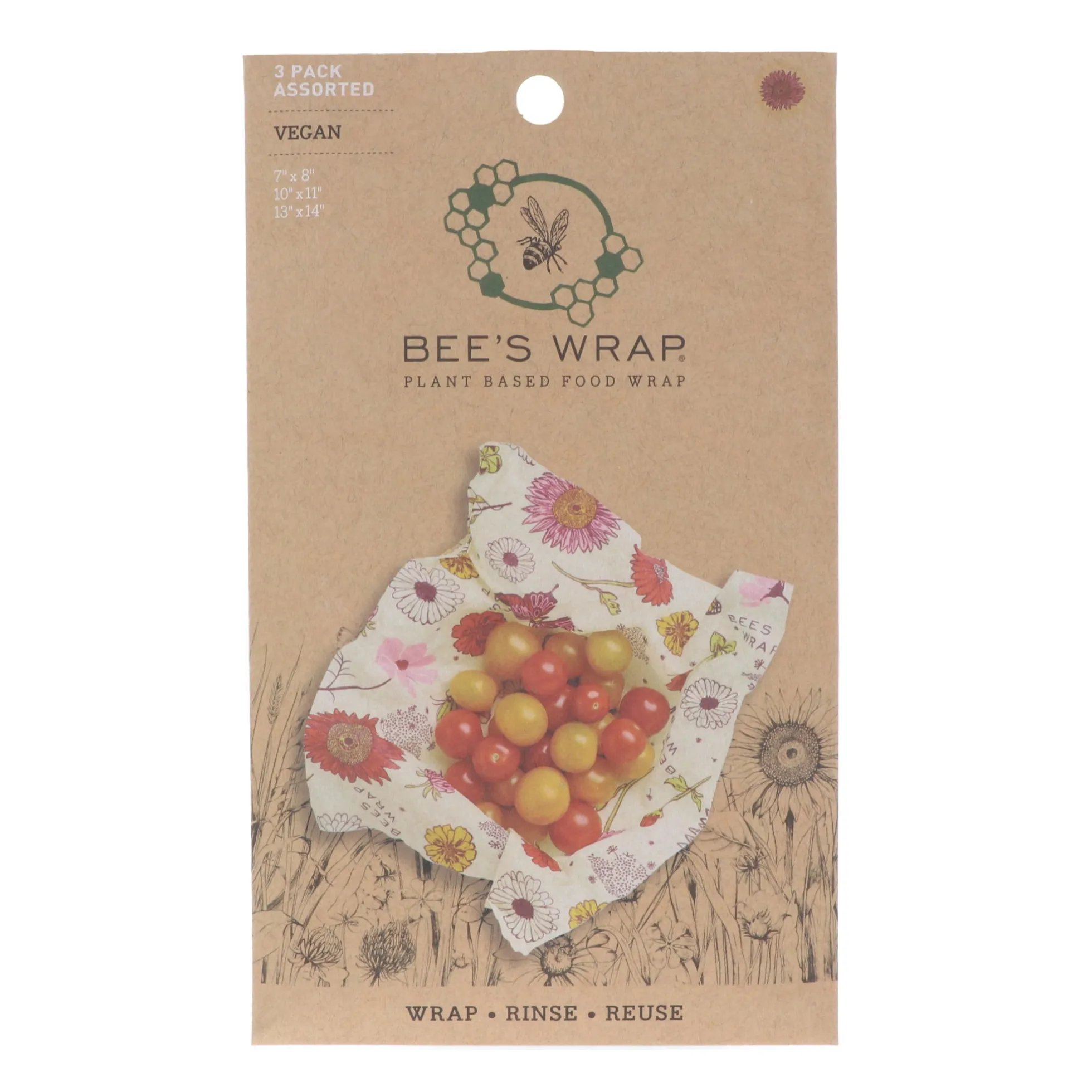 Bee's Wrap 3-pak. Vegan Meadow Magic