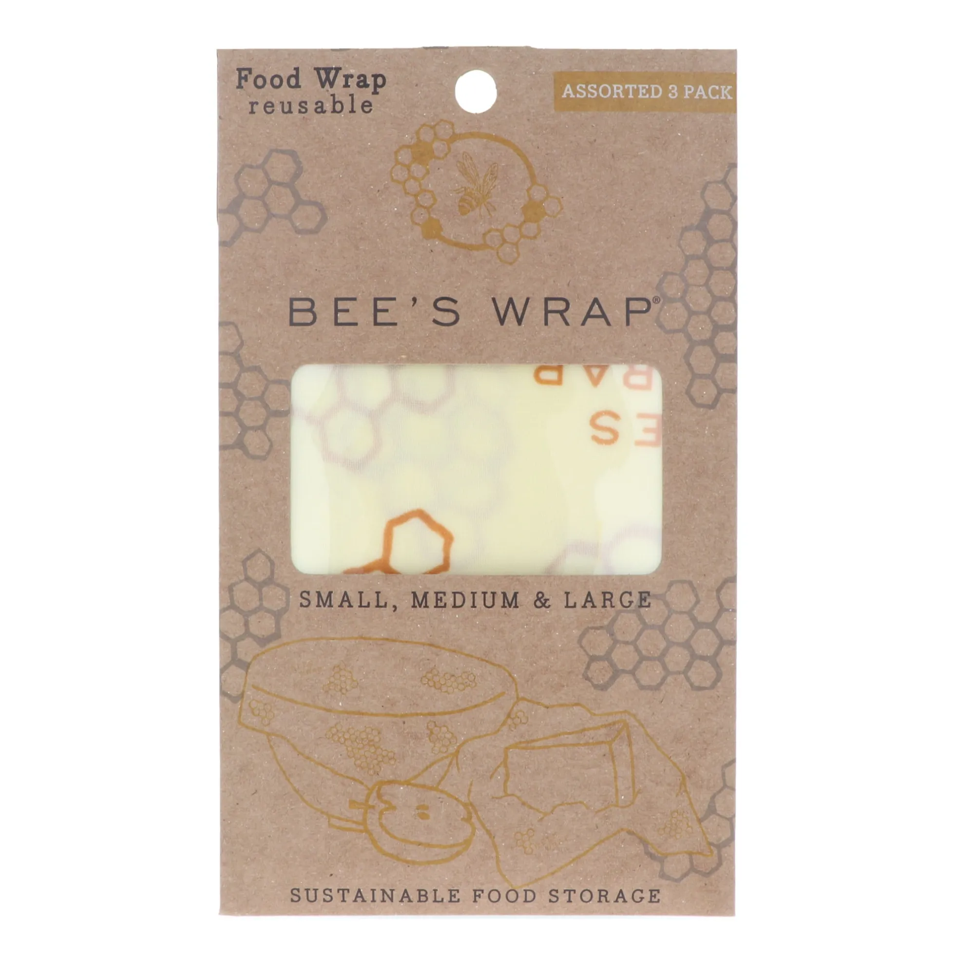 Bee's Wrap-mehiläisvahakelmu, 3-pakkaus, kaikki koot
