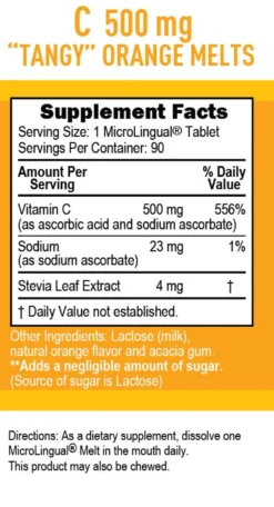 C-vitamiini, 500 mg Tangy orange melts -imeskelytabletti