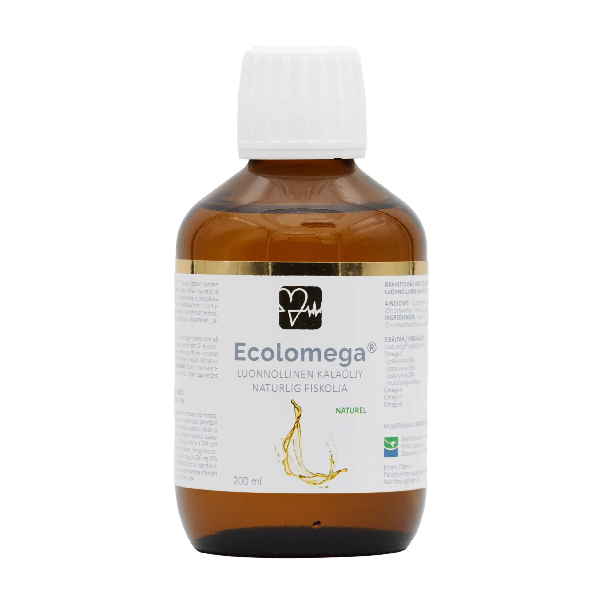 Ecolomega-kalaöljy, maustamaton, 200 ml