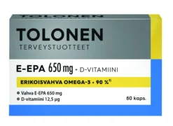 E-EPA Omega-3 + D-vitamiini, 650 mg, 80 kaps