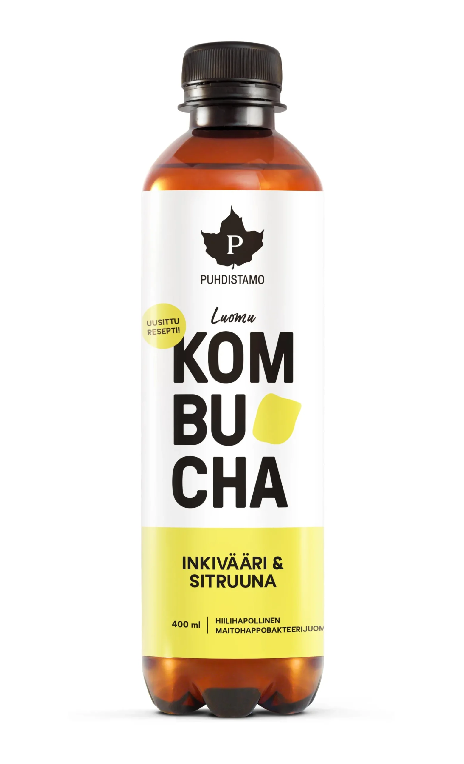 Kombucha, inkivääri & sitruuna, 370 ml