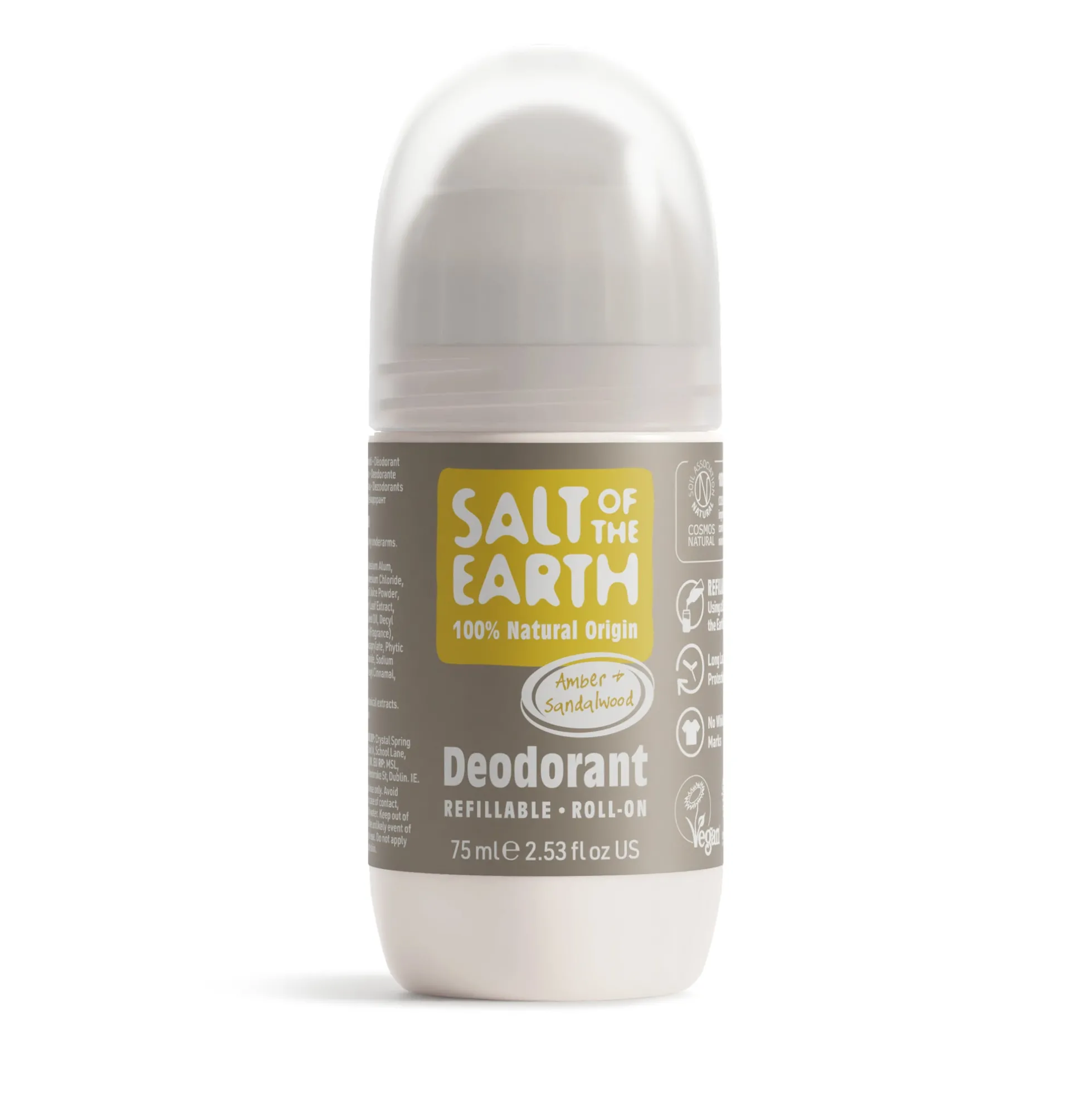 Kristallisuoladeo, Roll-on, Meripihka & Santelipuu, 75 ml