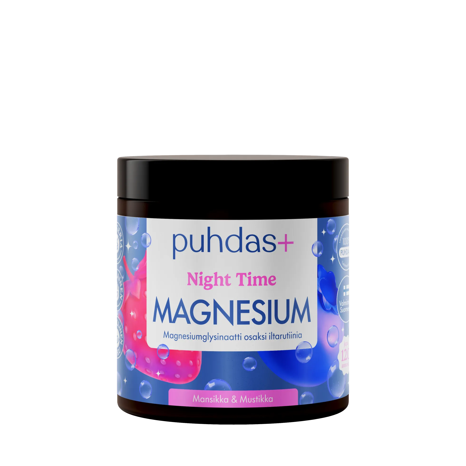 Night Time Magnesiumjauhe Mansikka-Mustikka, 80 g
