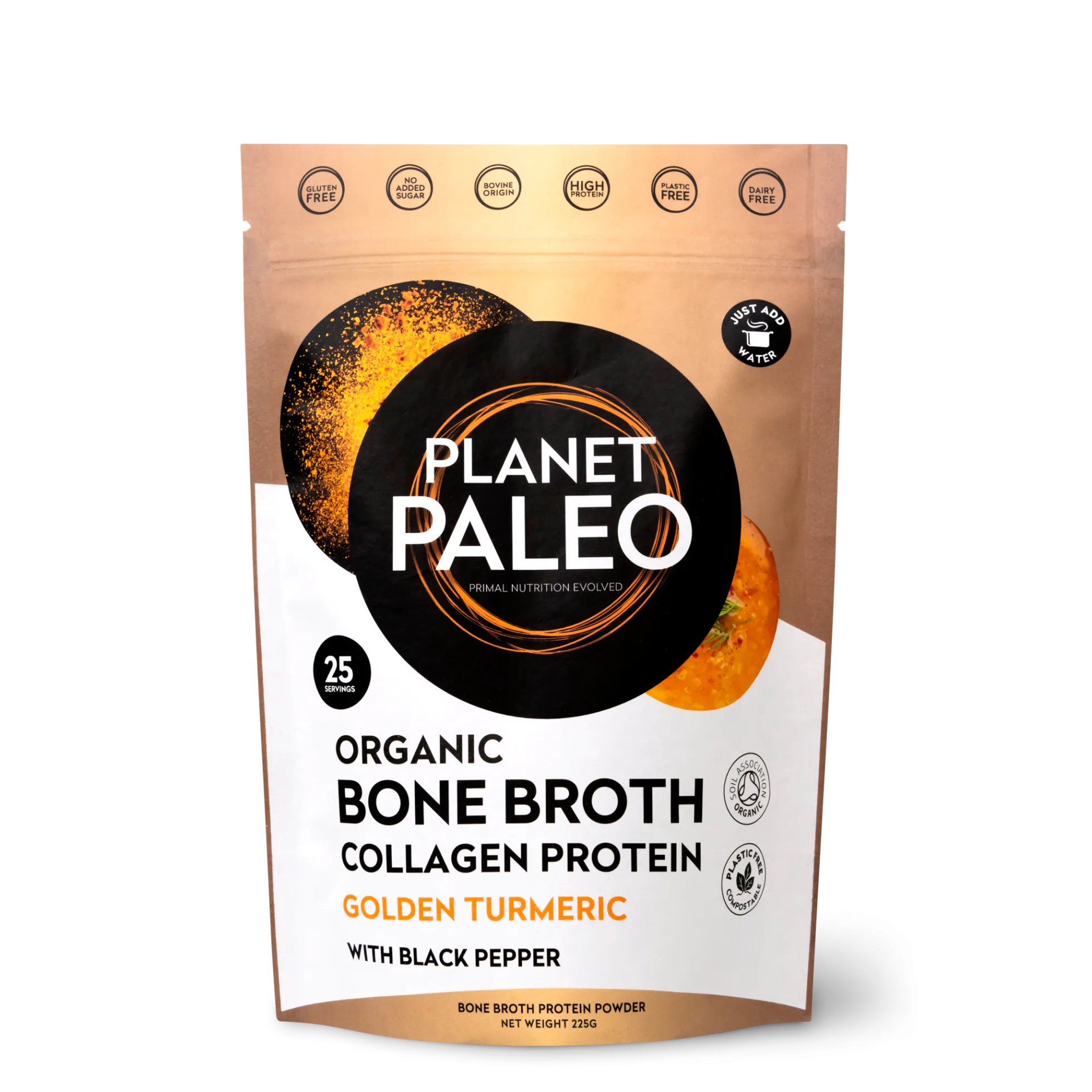 Planet Paleo Bone Broth Turmeric Luomu Luuliemi 225g