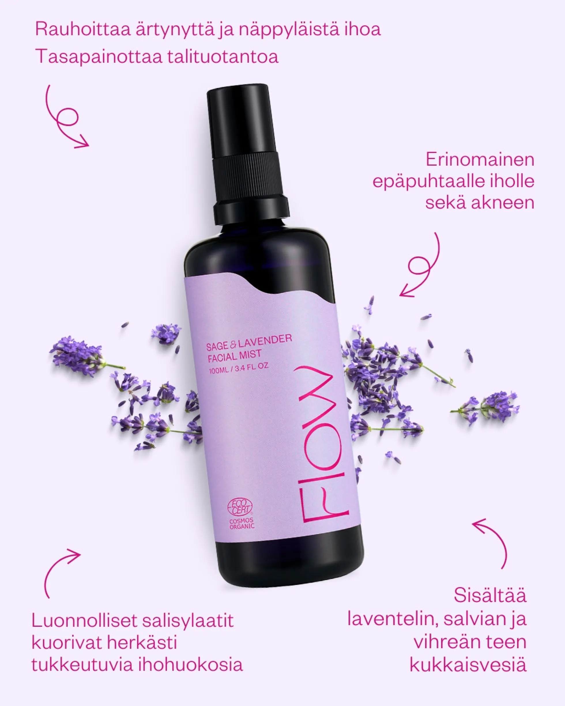 Sage & Lavender Facial Mist, 100 ml - kasvosuihke