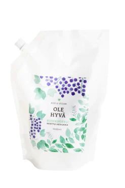 Suihkugeeli, minttu-mustaherukka, täyttöpussi, 1000 ml