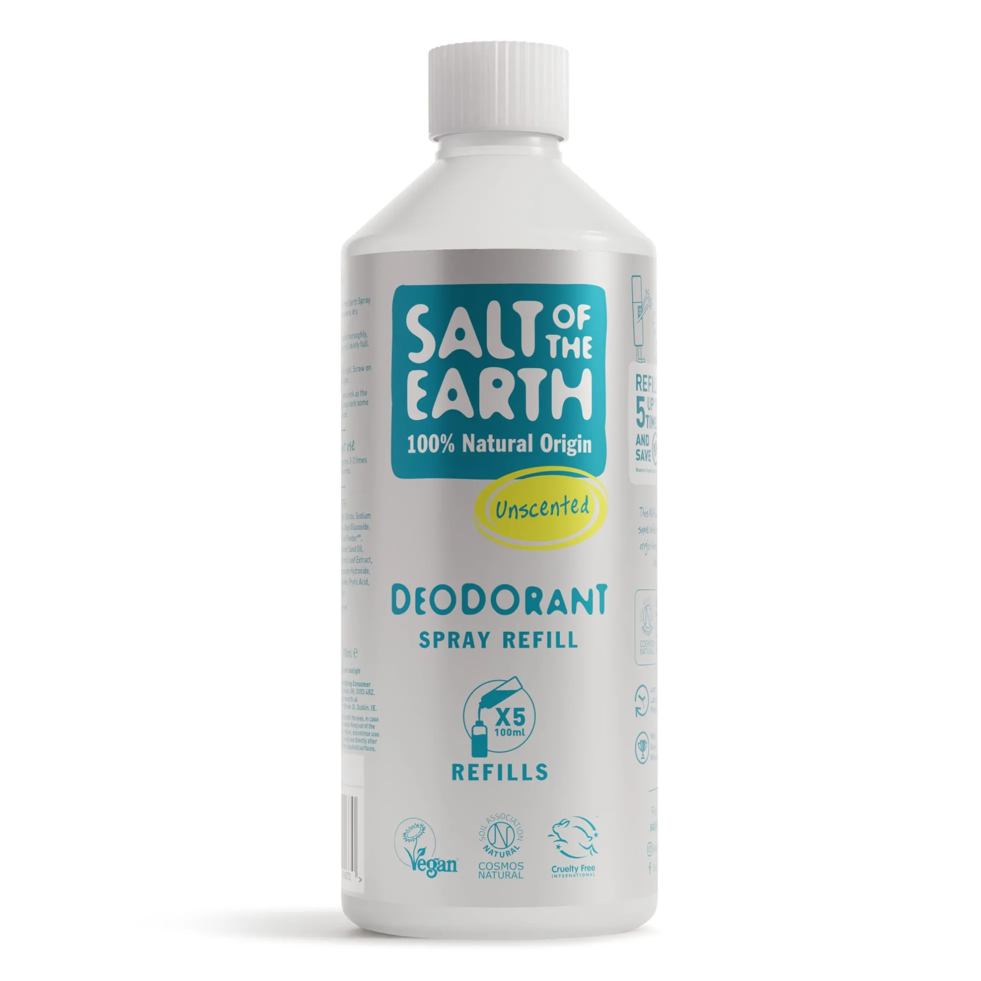 Tuoksuton spray-deodorantti täyttöpullo, 500 ml