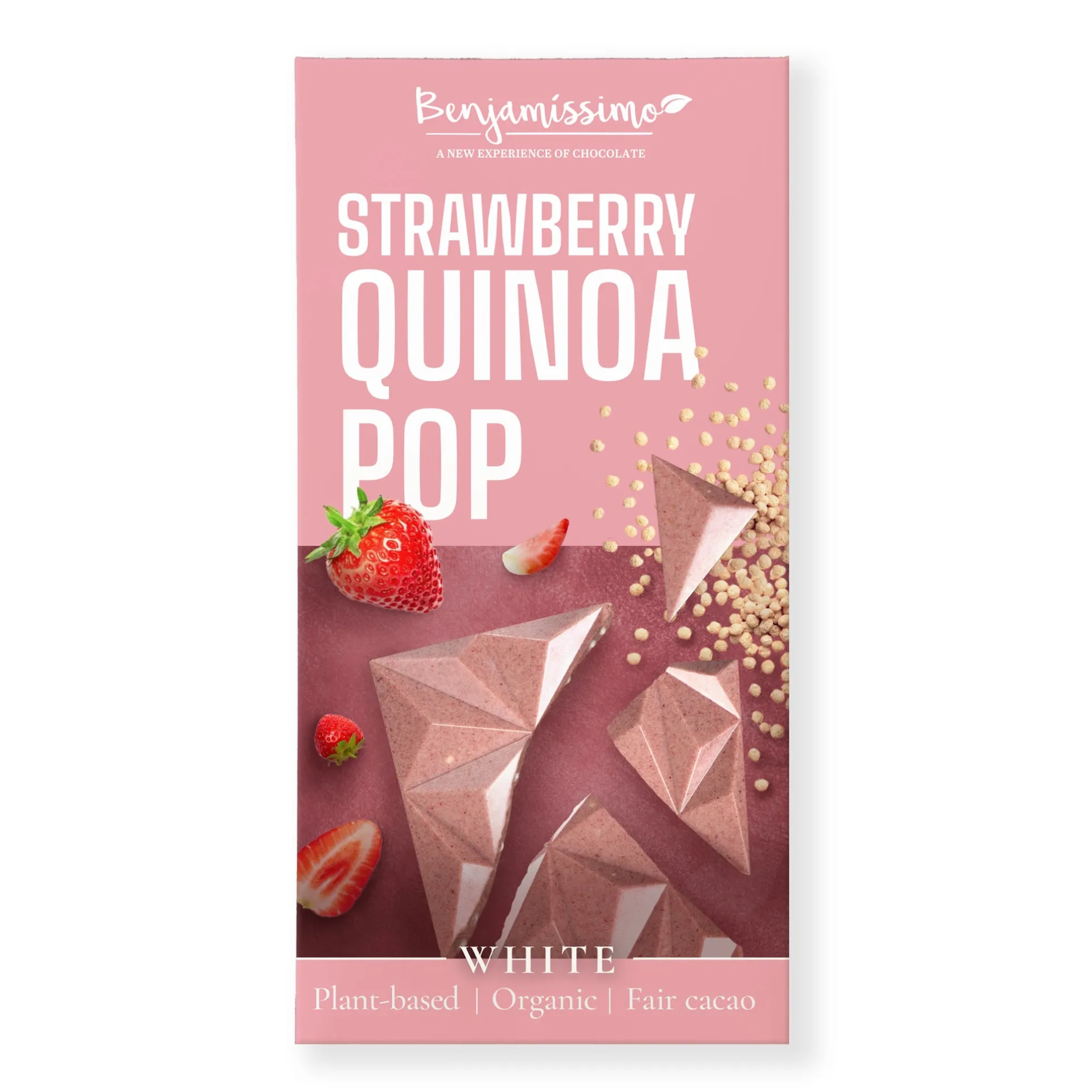 Valkosuklaa, mansikka-quinoa pop, 60 g