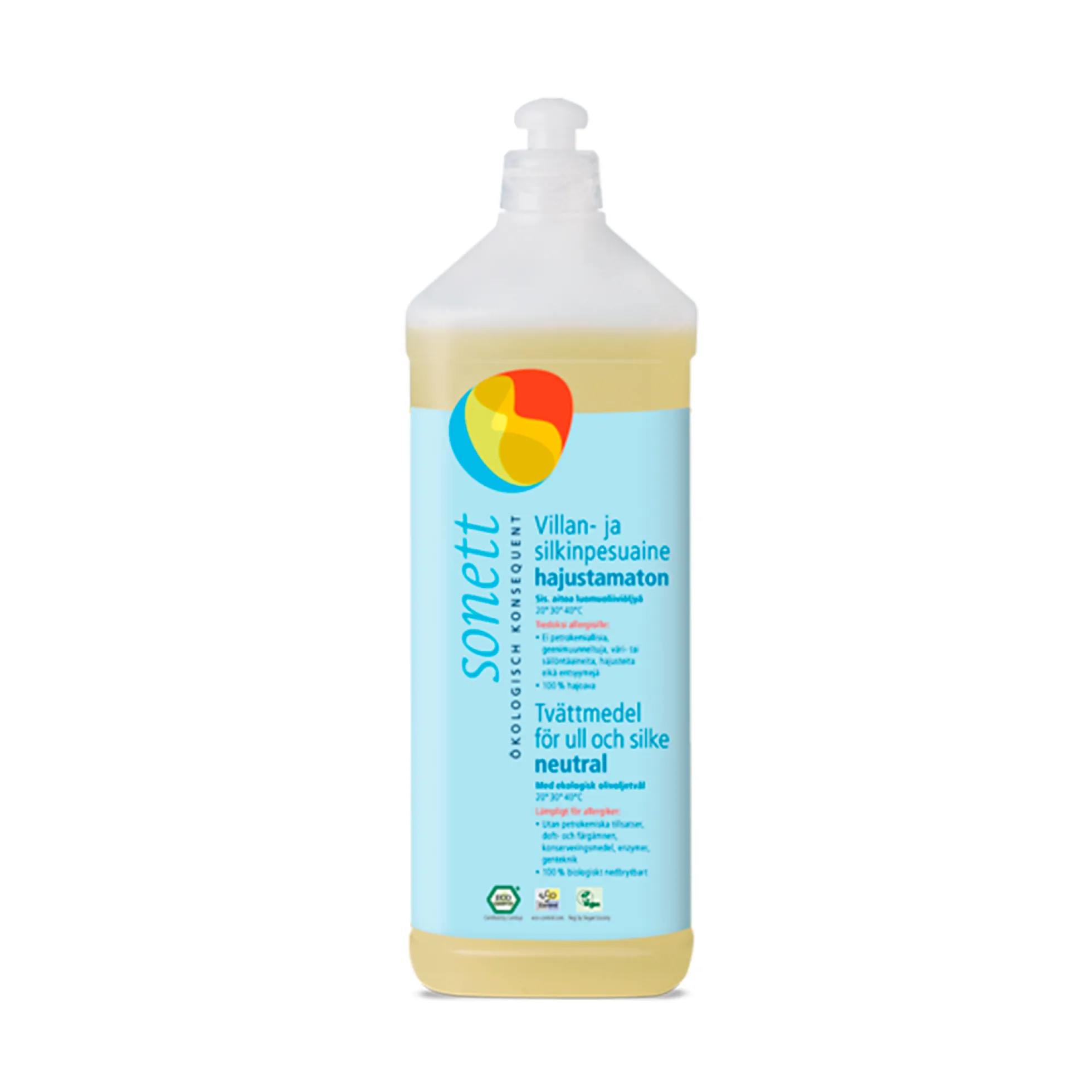 Villan ja silkin pesuaine, hajustamaton, 1 l